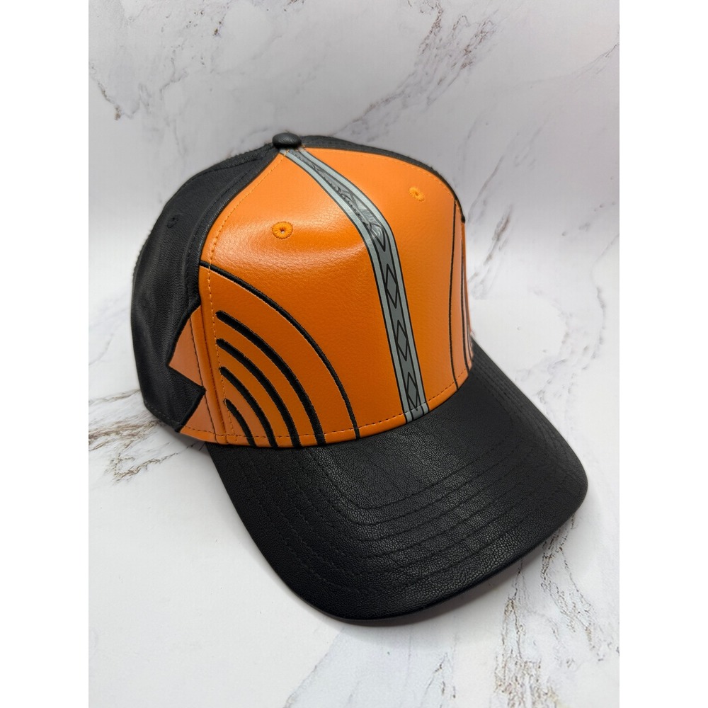 Bioworld Chainsaw Man Anime Snapback‎ Hat Orange Black Faux Leather NEW Cap OSFM
